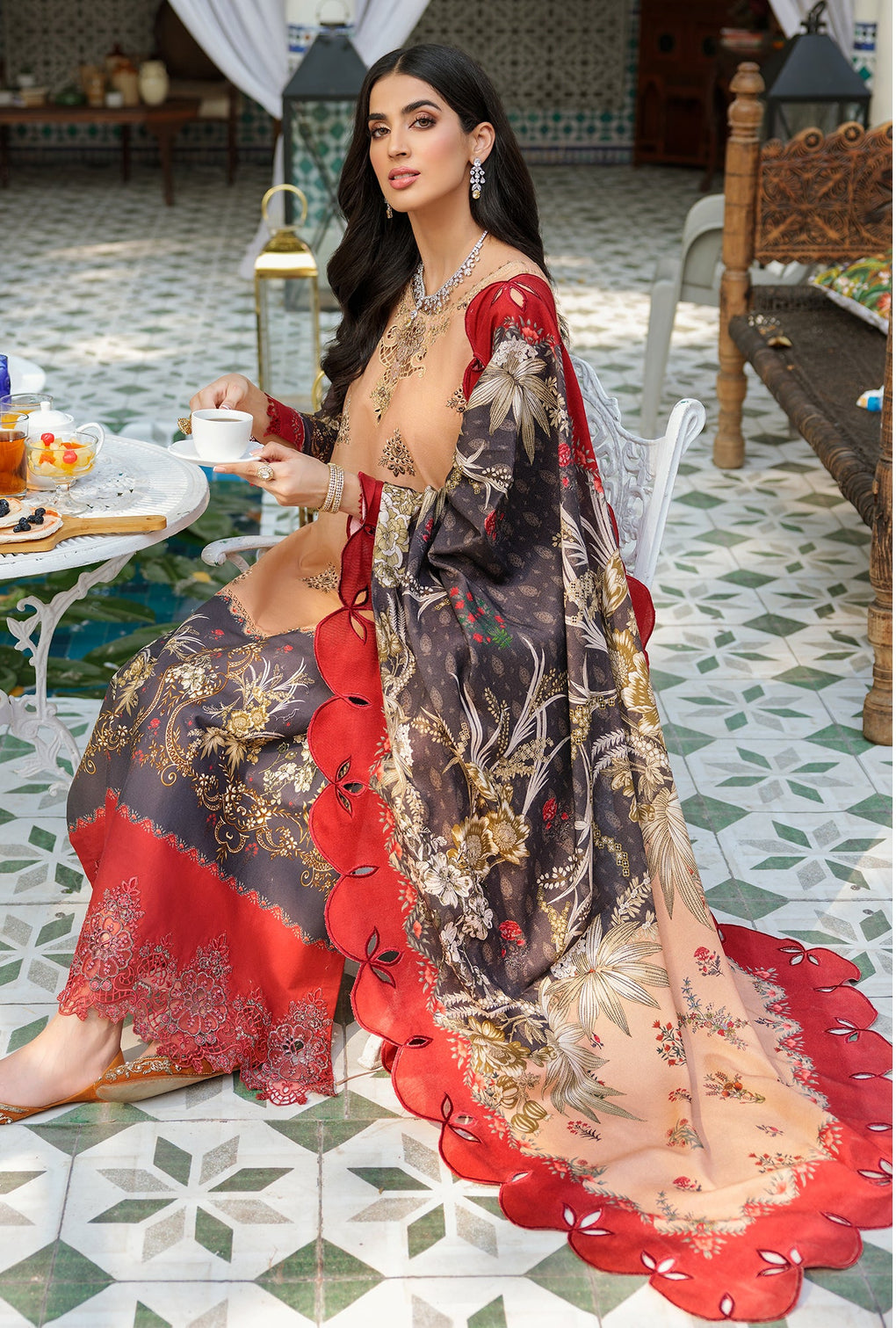 D4 - B - RAYA | Noor | Embroidered Prints Woolen Shawl Collection 2022