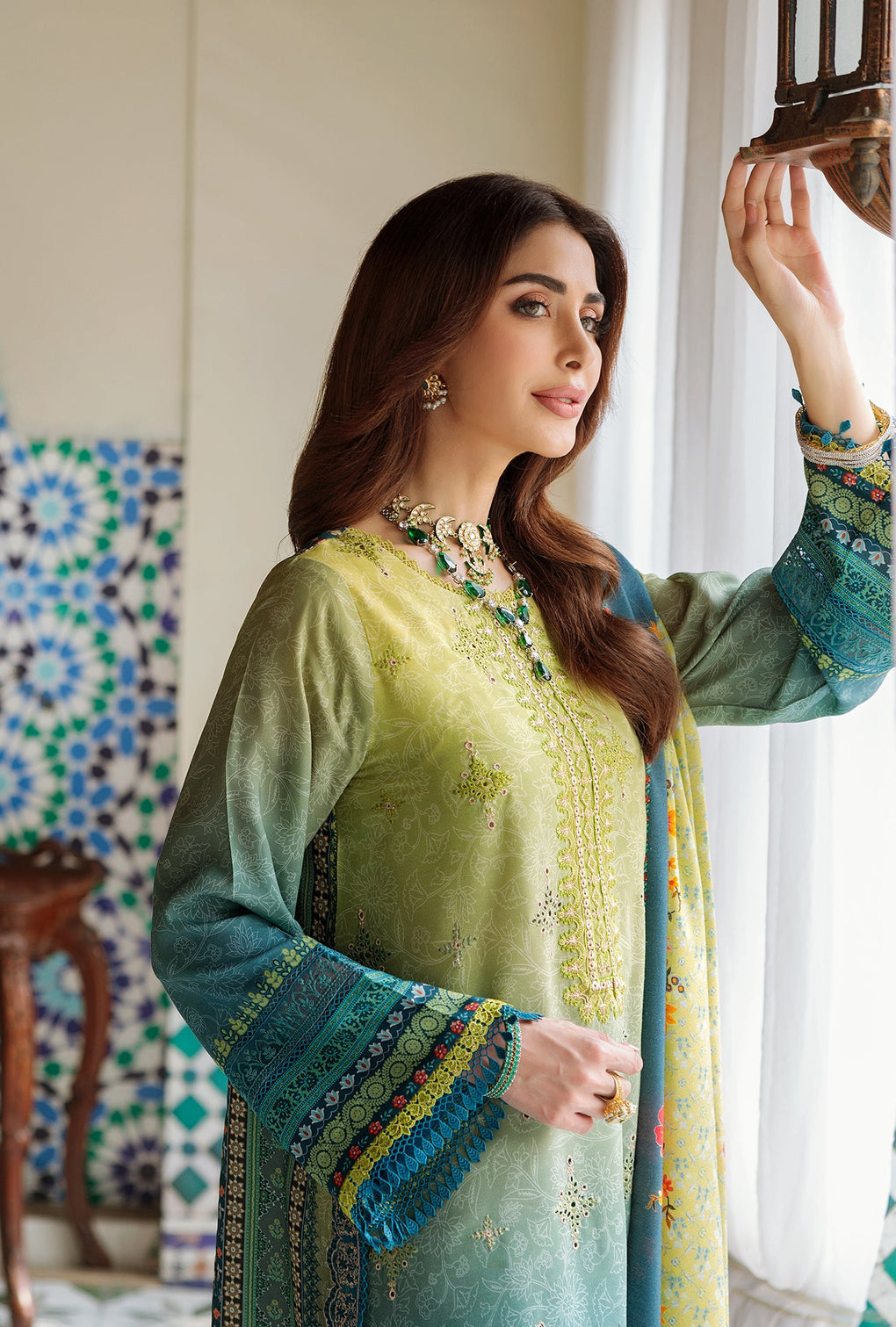 D8 - B - AVERY | Noor | Embroidered Prints Woolen Shawl Collection 2022