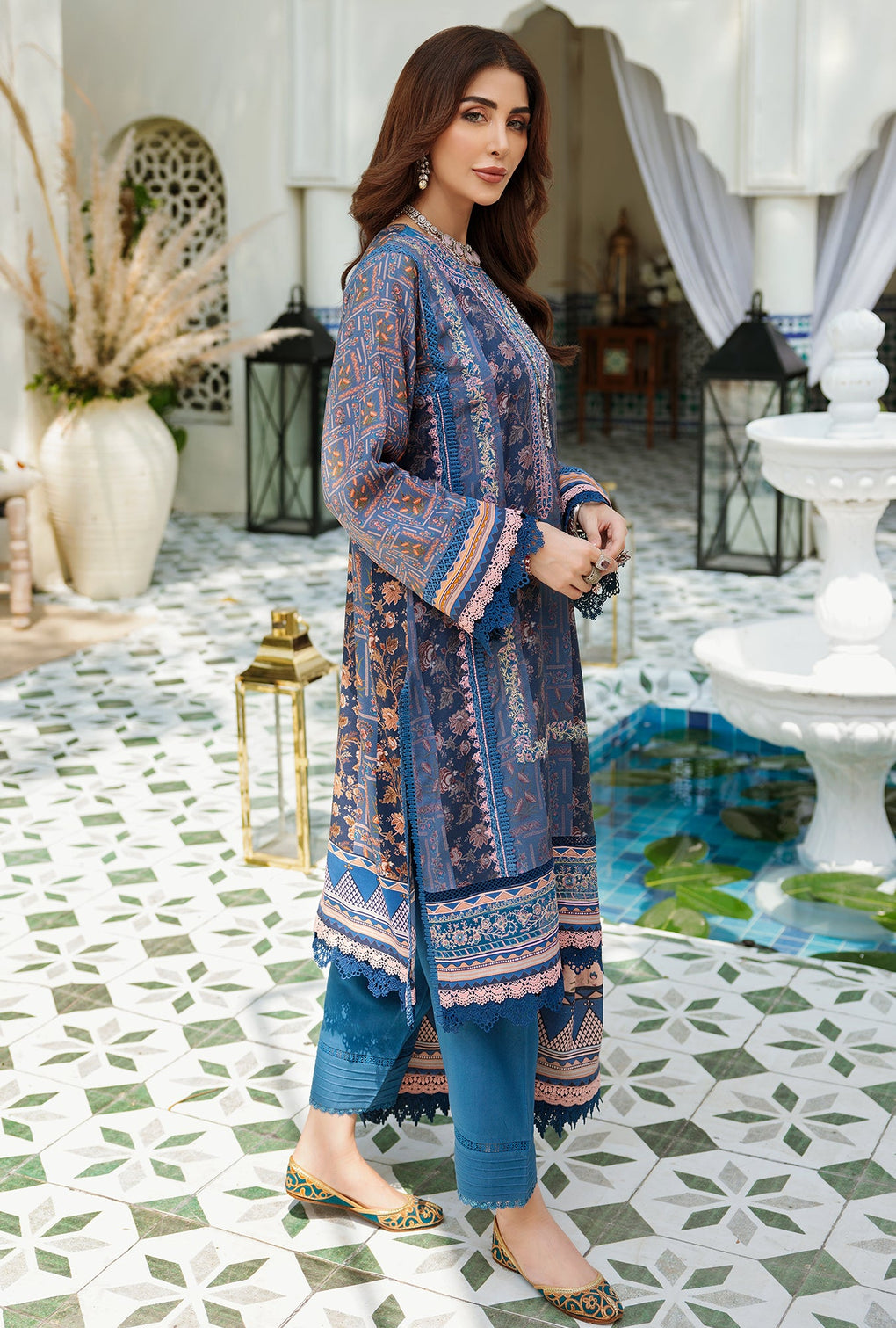 D2 - B - EVELYN | Noor | Embroidered Prints Woolen Shawl Collection 2022