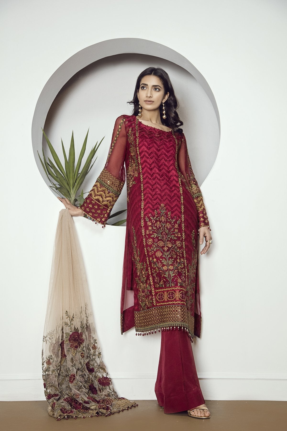 Cherry Rose (Baroque Chantelle Embroidered Chiffon)