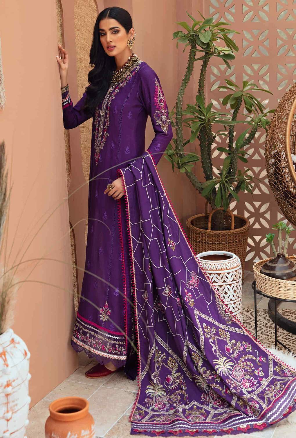D5 - Royal - Purple | Noor | Winter Embroidered Shawl Collection 2021