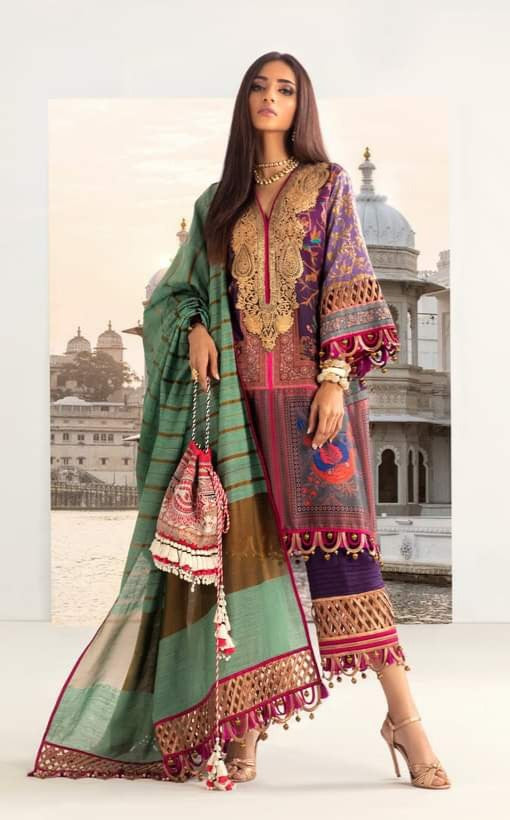 B201-005B-CU | Sana Safinaz | Karnool Block Print Collection'20