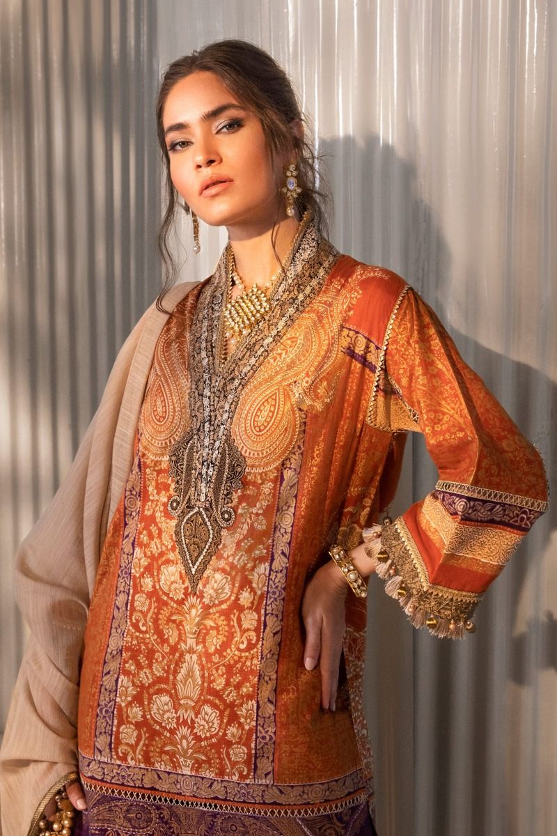 B201-001B-CU | Sana Safinaz | Karnool Block Print Collection'20