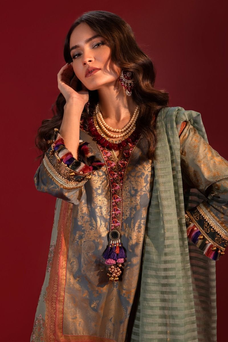 B201-004B-CU | Sana Safinaz | Karnool Block Print Collection'20