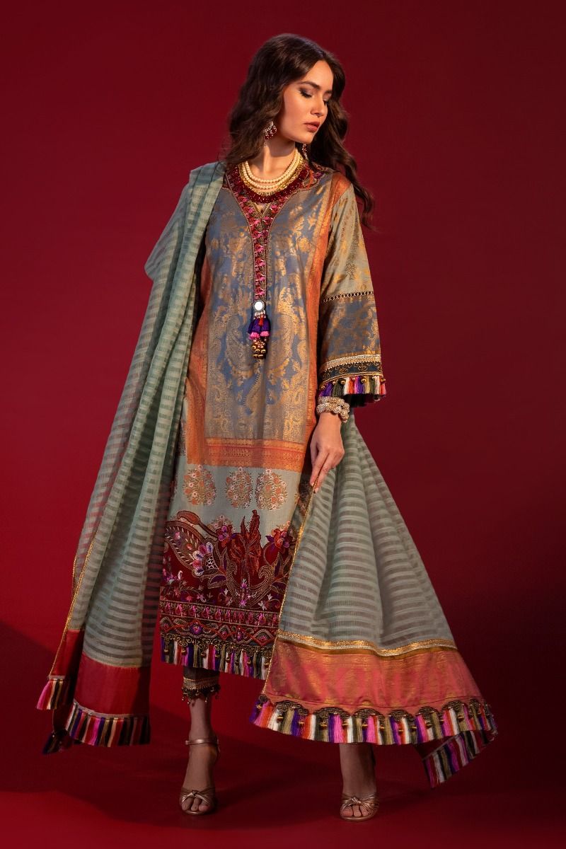B201-004B-CU | Sana Safinaz | Karnool Block Print Collection'20