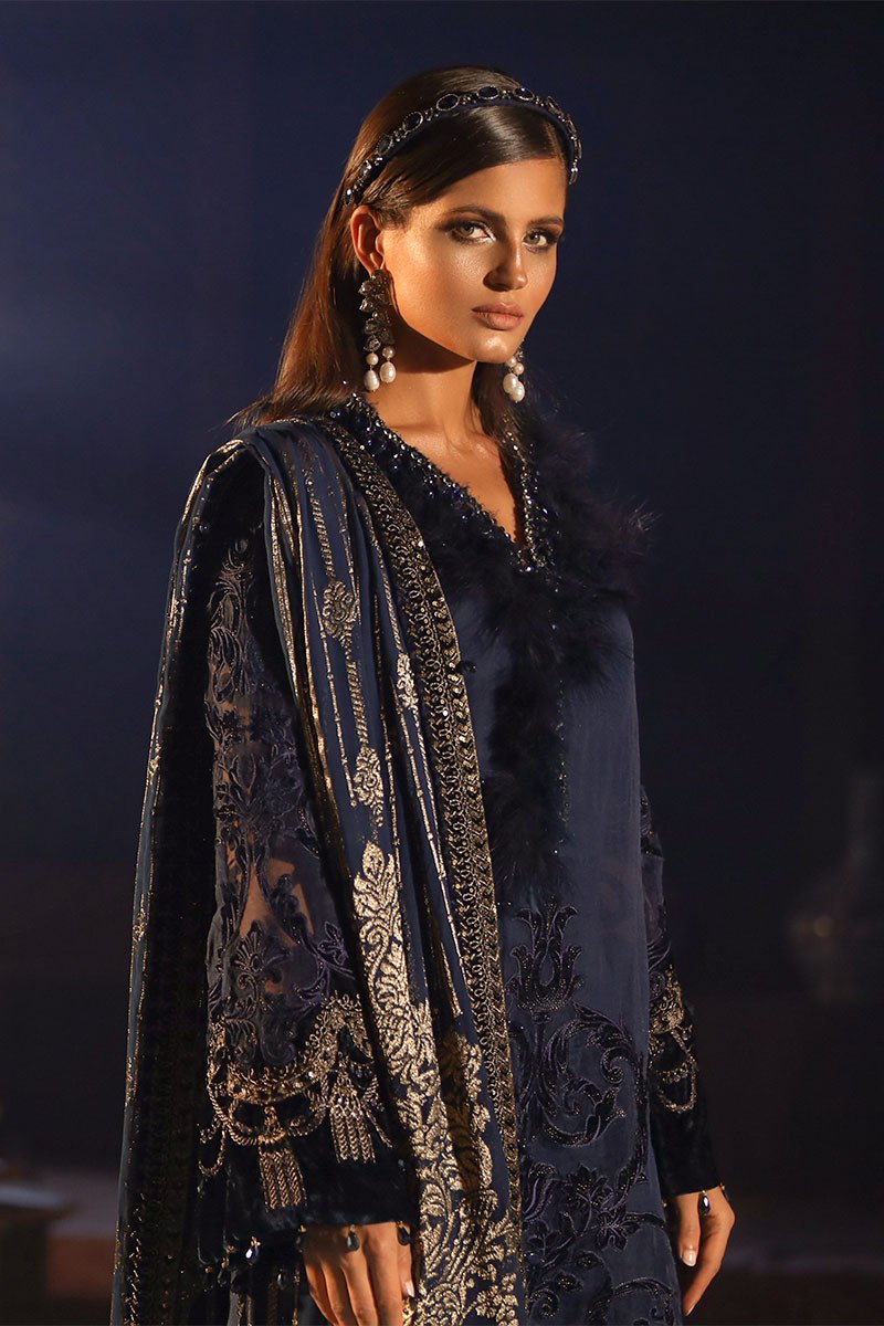 Deep Sapphire Blue - BD 1803 (Maria B Unstitched Mbroidered - Wedding Edition)