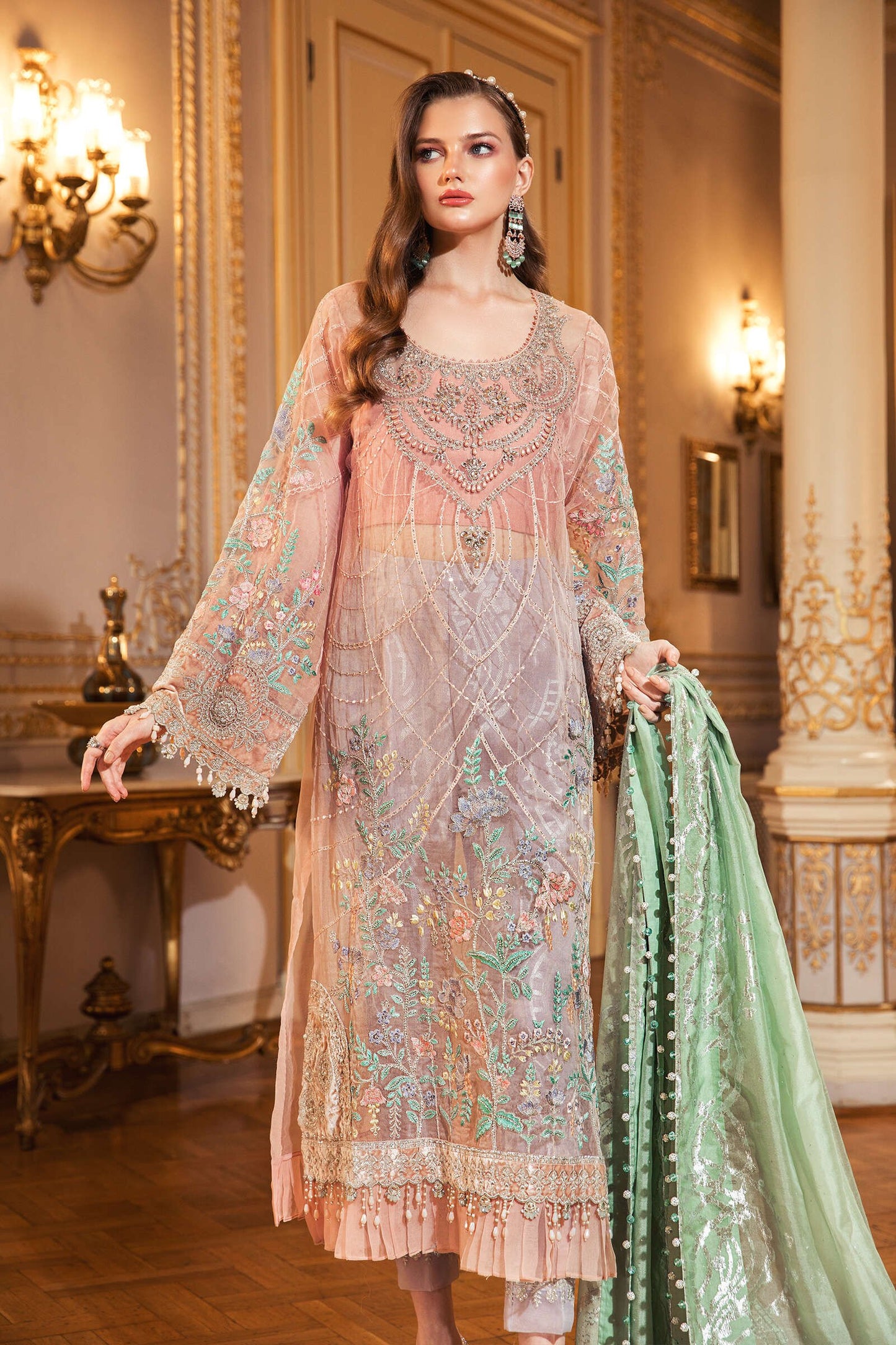 Fresh Peach (BD-2003) | Maria.B. | MBROIDERED | Wedding Edition 2020