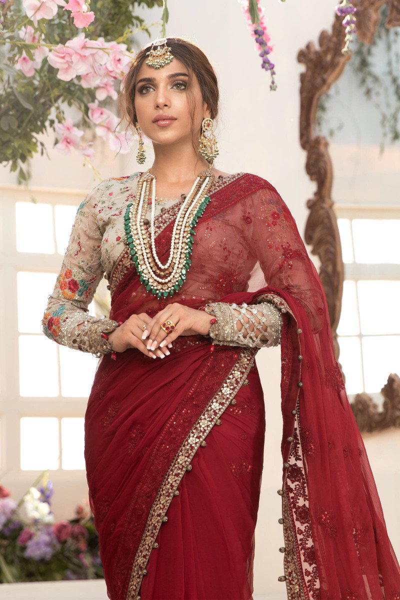 Deep red and Beige (BD-2107) | Maria B Mbroidered Collection 2021