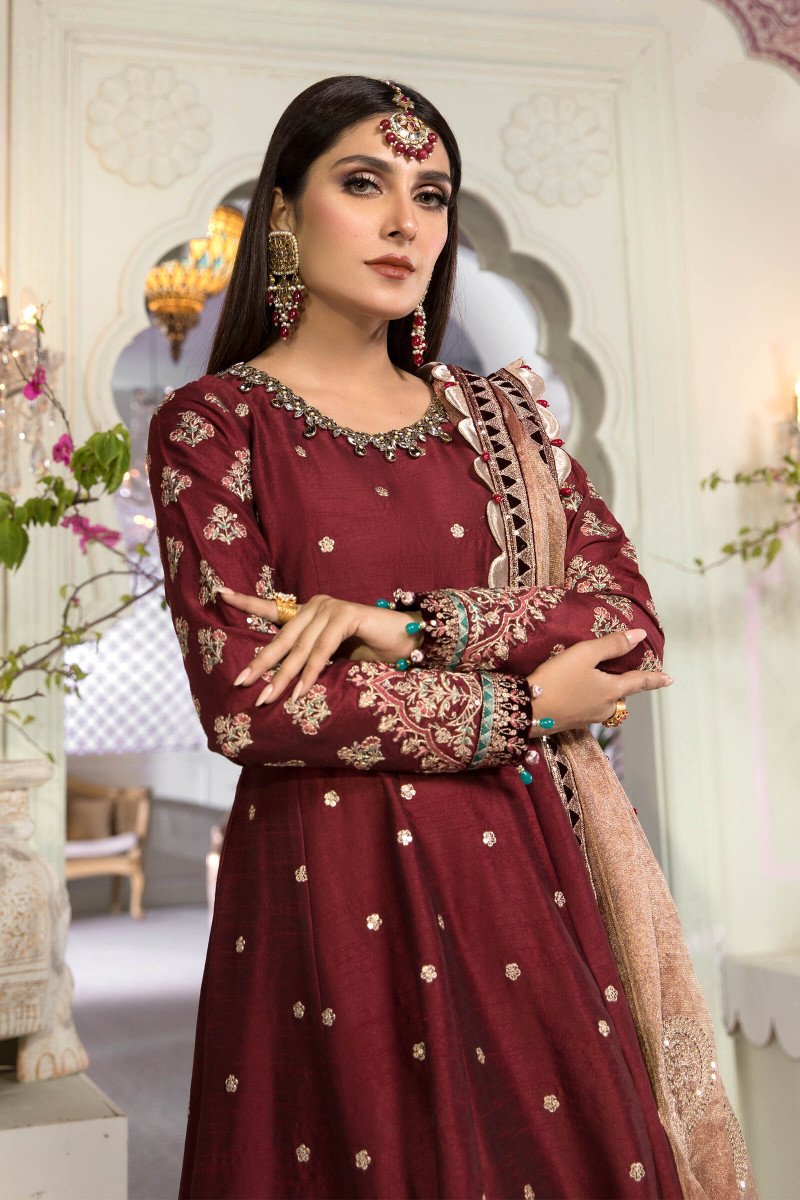 Maroon and Salmon pink (BD-2204) | Maria B | Mbroidered Heritage Festive Collection 2021