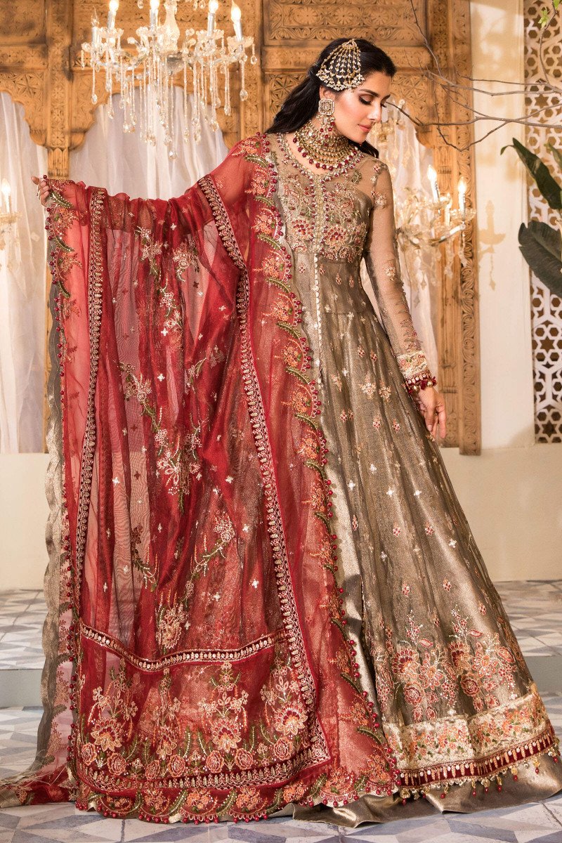 Burnt Gold and Maroon (BD-2401) | Maria B Mbroidered | Heritage Luxury Festive Formal 2022