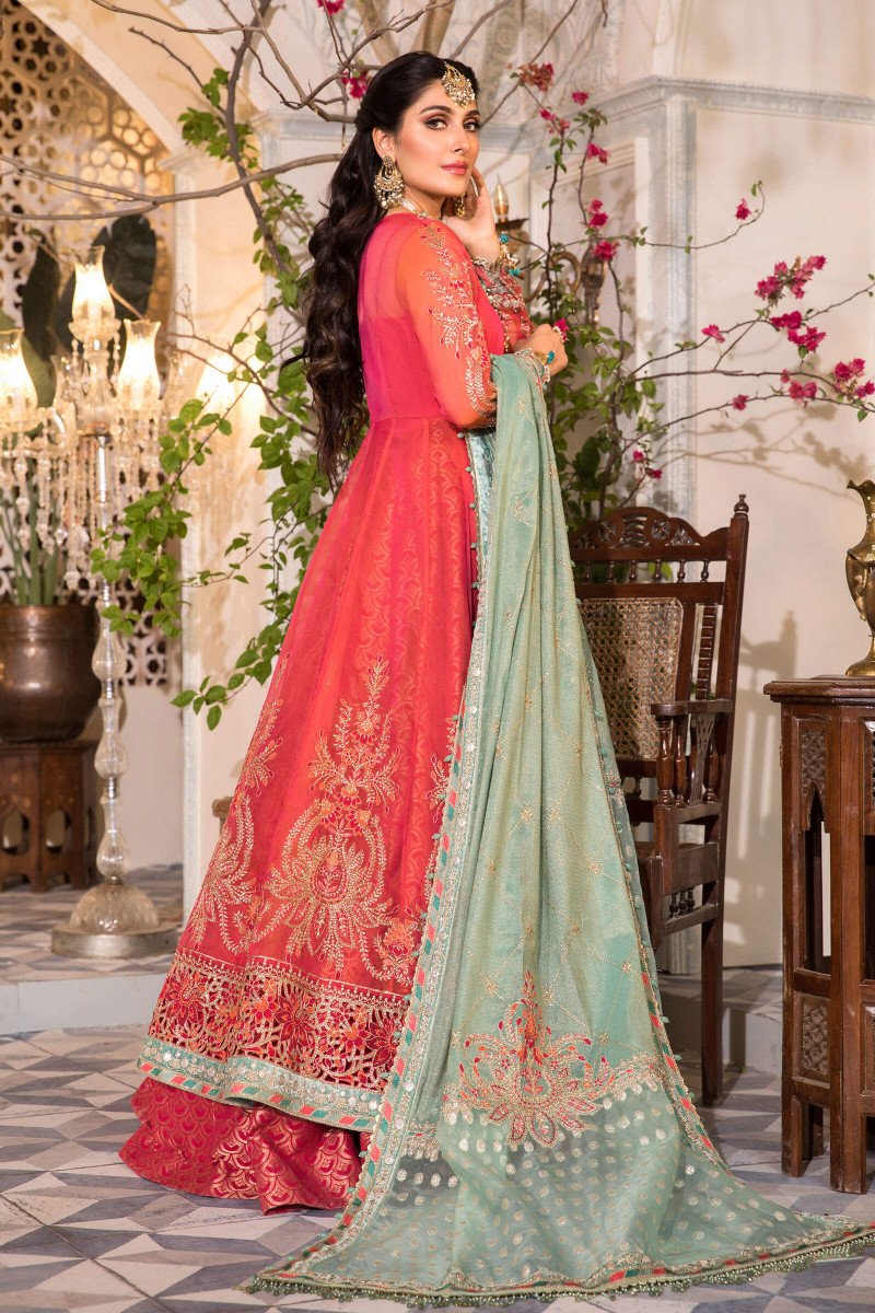 Salmon Pink and Feroza (BD-2402) | Maria B Mbroidered | Heritage Luxury Festive Formal 2022