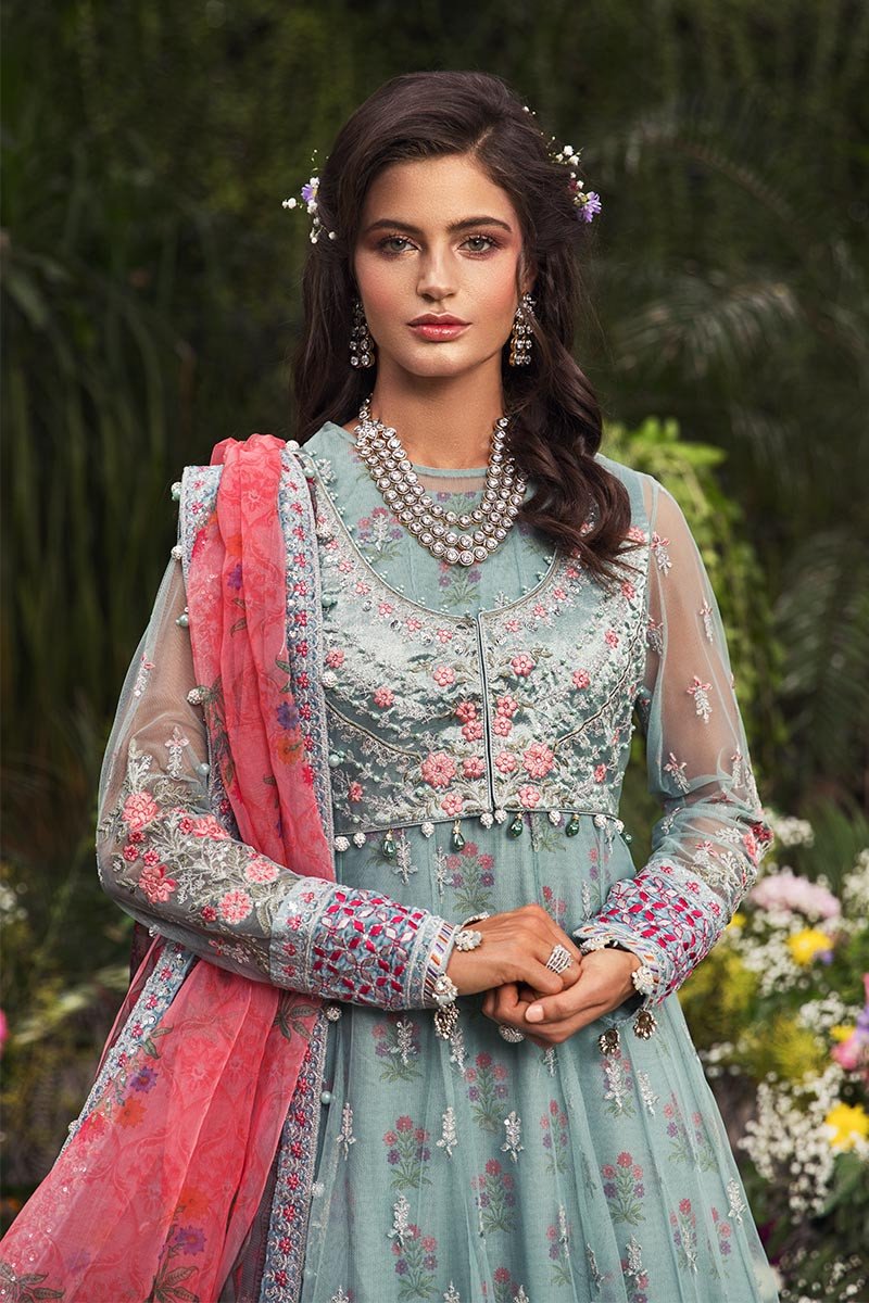 CST-201-Azure Blue and Candy | MARIA B | Unstitched Sateen Collection