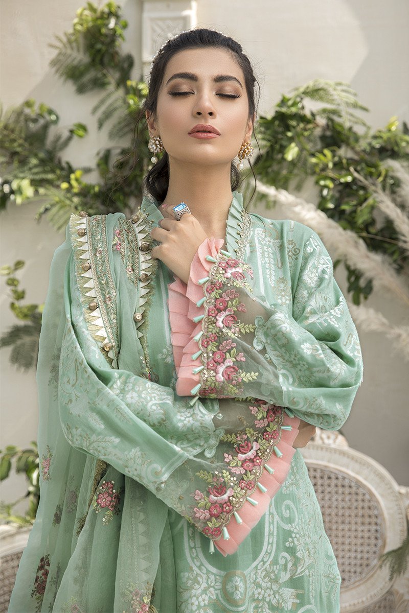 CST-308-Sea Green | Maria B. | Sateen | Unstitched | Fall Collection'20