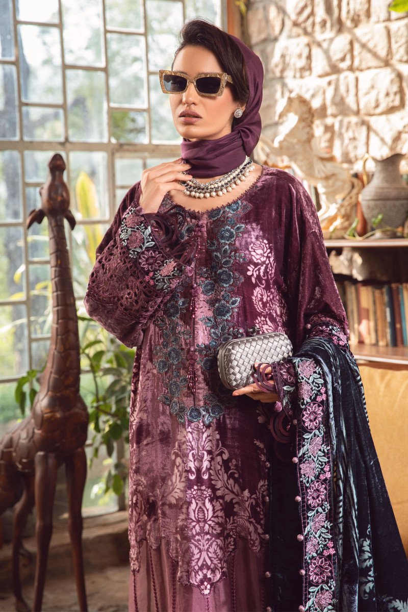 DL-1006-DUL LILAC | Maria B | Linen Winter Unstitched Collection 2022
