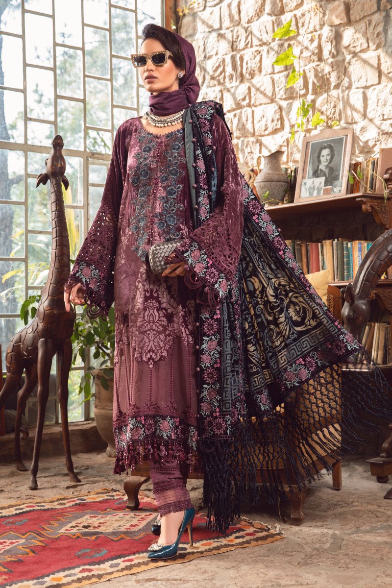 DL-1006-DUL LILAC | Maria B | Linen Winter Unstitched Collection 2022