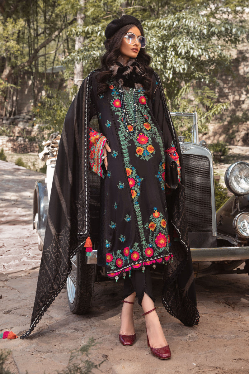 DL-1007-BLACK AND PINK | Maria B | Linen Winter Unstitched Collection 2022