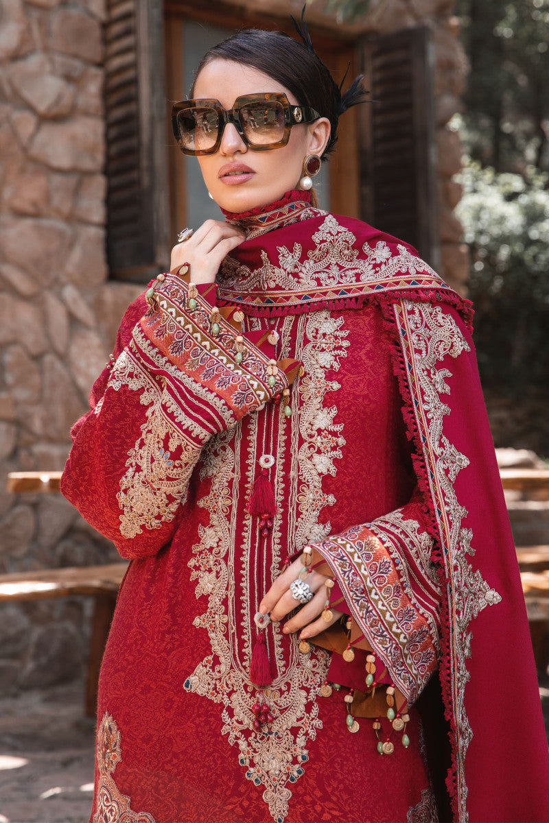 DL-1008-MAROON | Maria B | Linen Winter Unstitched Collection 2022