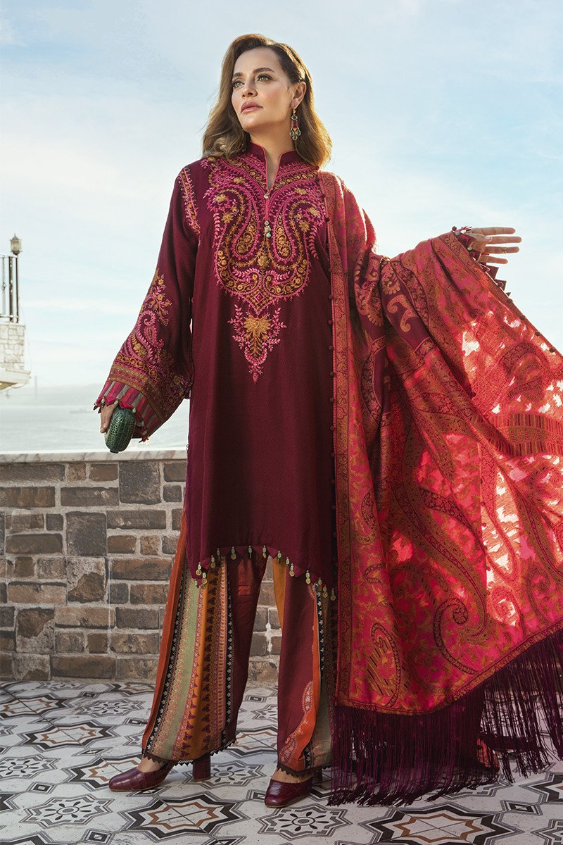 DL-808-Deep Pink | Maria.B | Unstitched Linen | Winter/Fall 2020