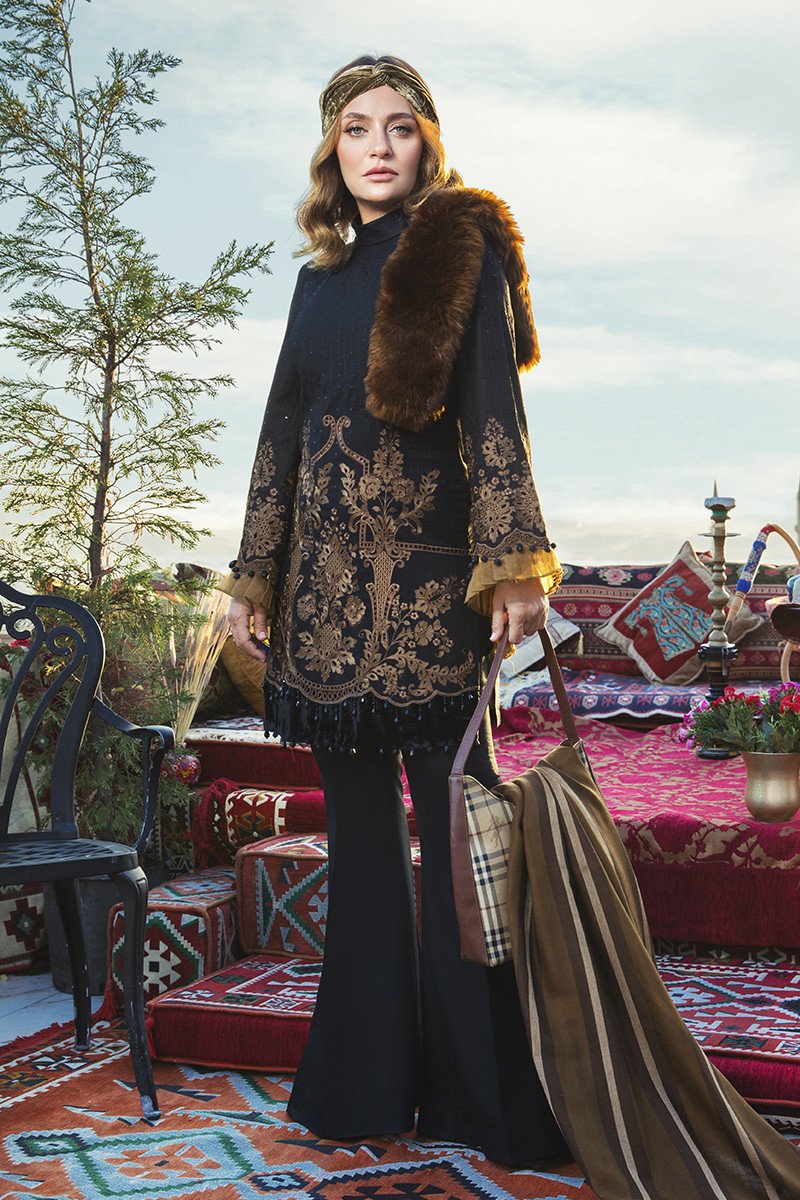 DL-809-Black and Brown | Maria.B | Unstitched Linen | Winter/Fall 2020