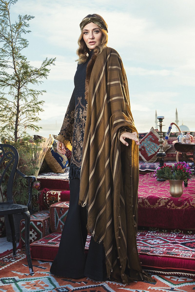 DL-809-Black and Brown | Maria.B | Unstitched Linen | Winter/Fall 2020