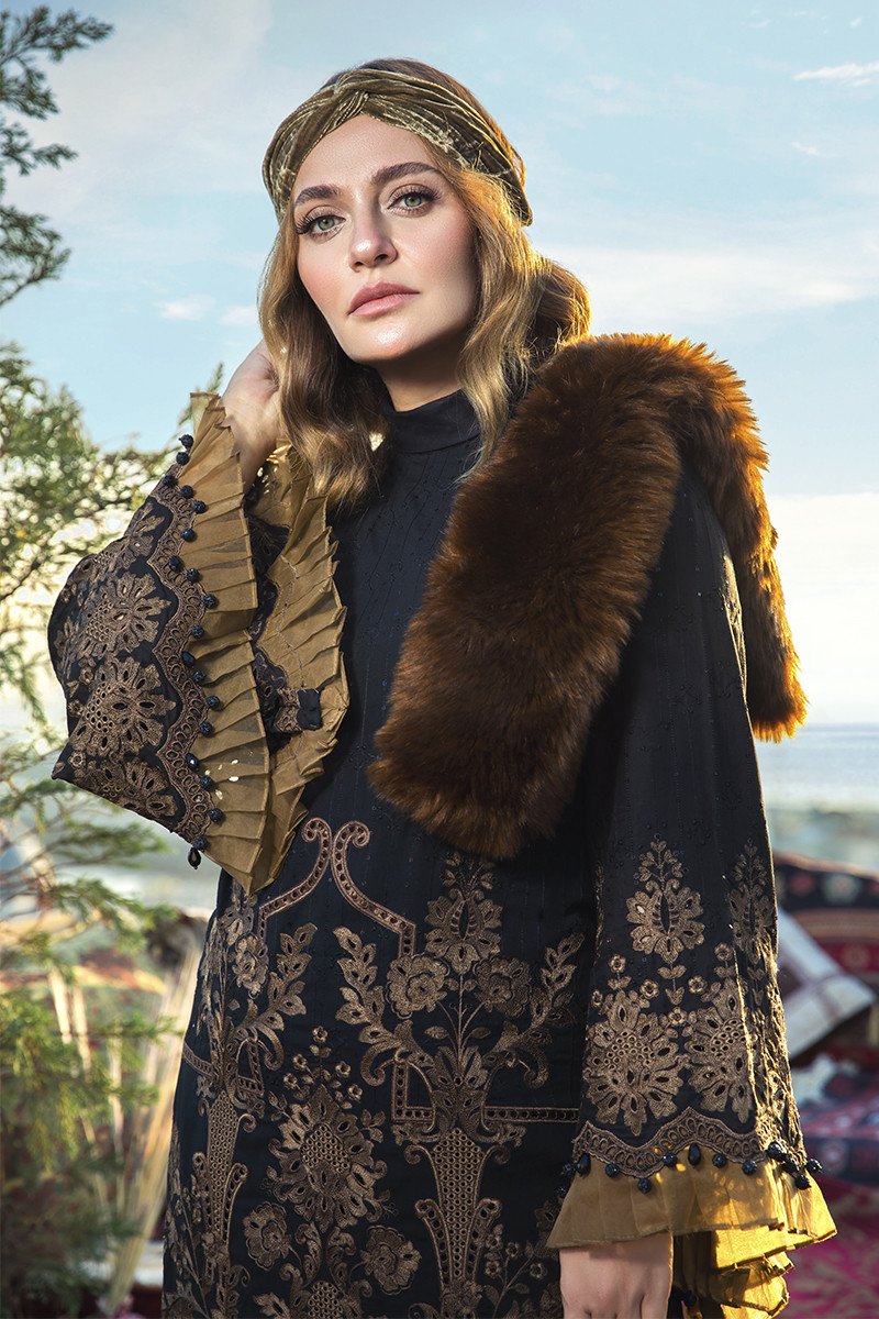 DL-809-Black and Brown | Maria.B | Unstitched Linen | Winter/Fall 2020