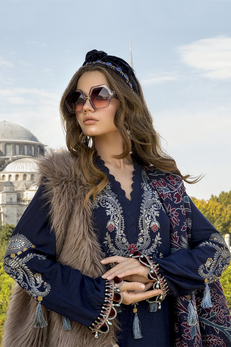 DL-811-Navy Blue | Maria.B | Unstitched Linen | Winter/Fall 2020