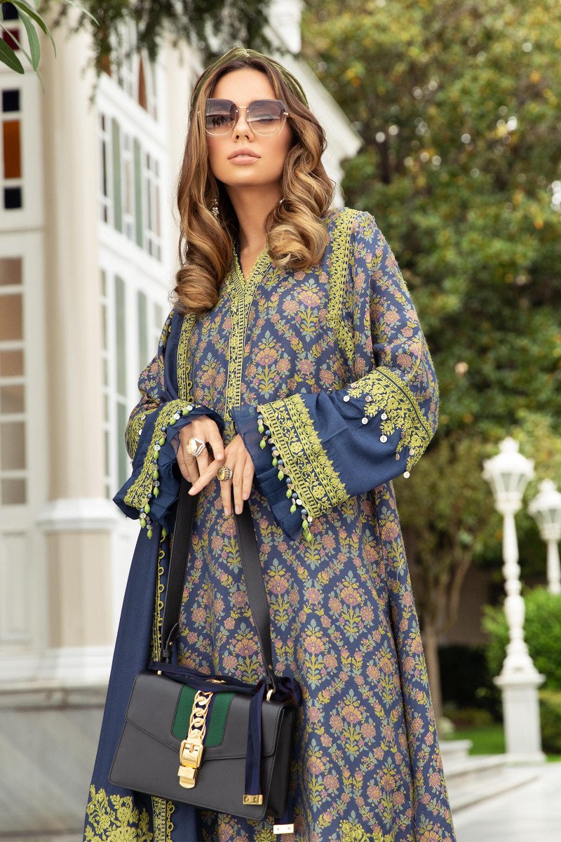 DL - 910 - Dull Blue | Maria B | Unstitched Linen Collection 2021