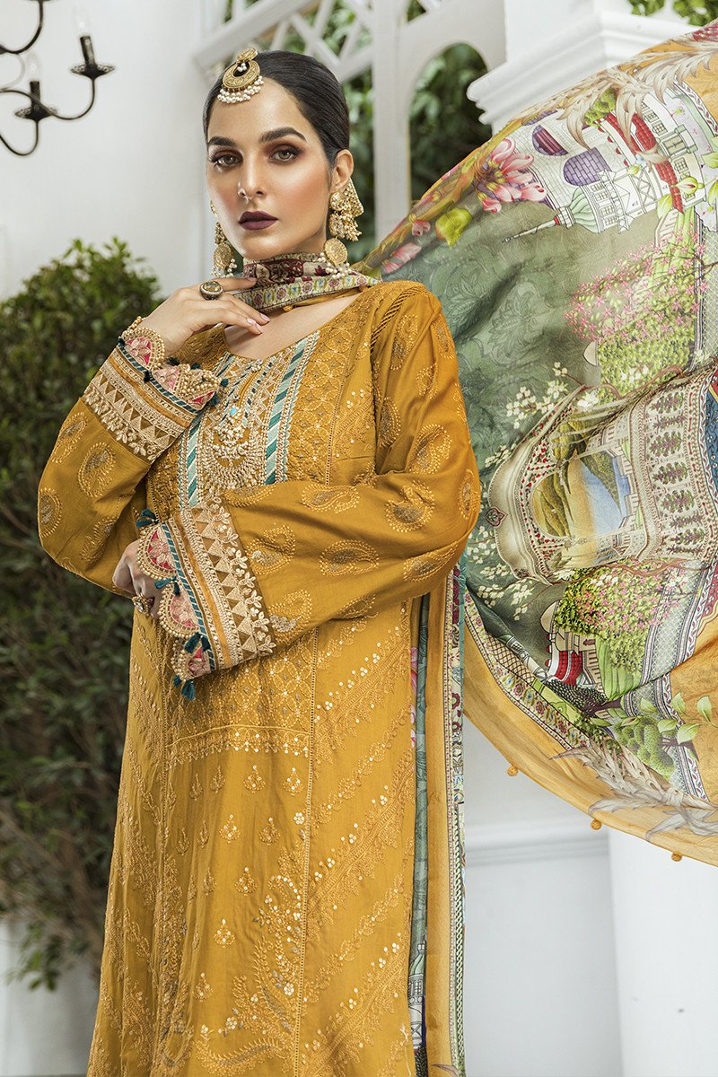 EL-20-04-Mustard and Teal | Maria.B. | Eid Lawn Collection 2020