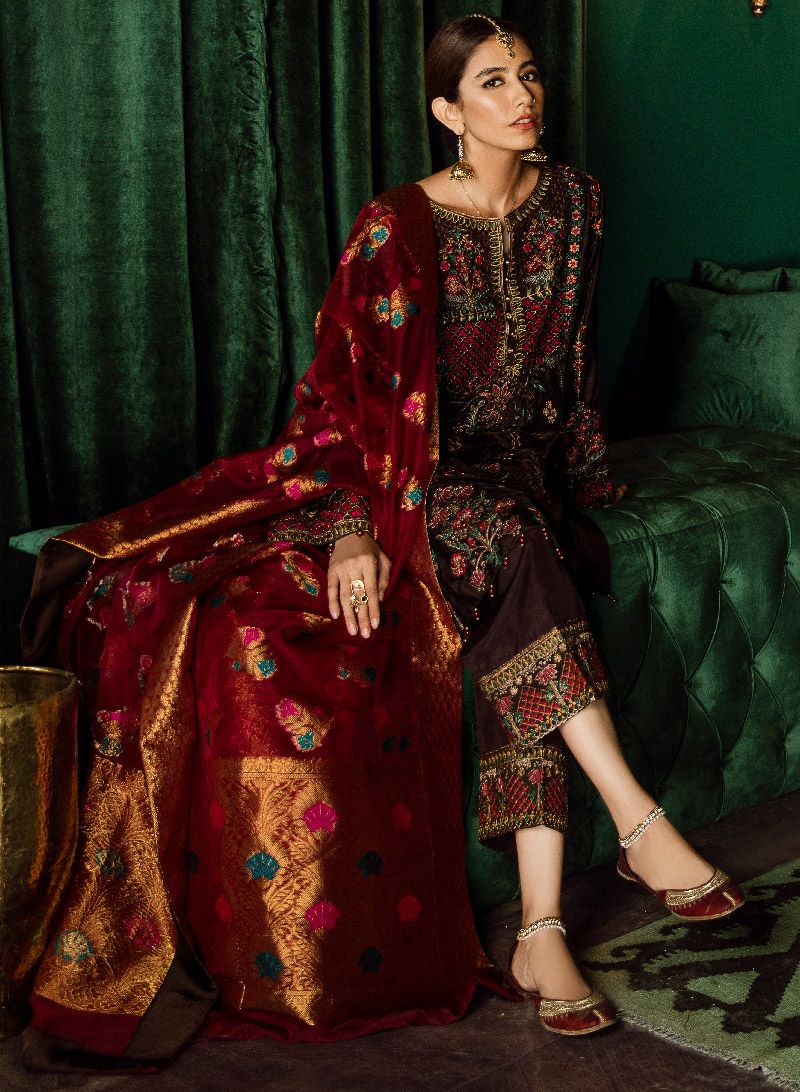 IFV - 04 Florence Sangria 3PC (Iznik Festive Velvet'19)
