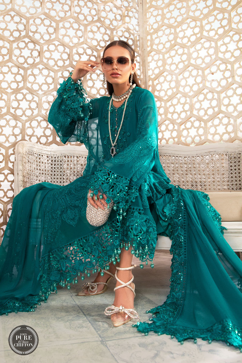MPC-22-203-Deep and Sea Green | Maria B | Chiffon Collection 2022
