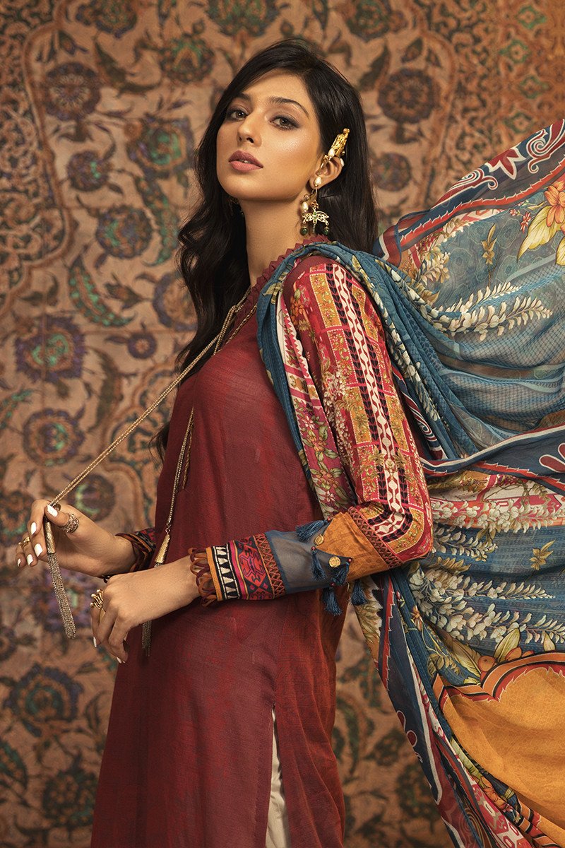 MPT-906-B | Maria B | M.Prints | Unstitched Fabrics | Fall/Winter 20