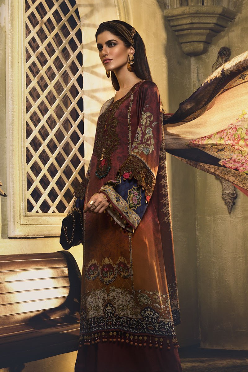 402 - Maroon (Maria B Unstitched Silk Collection)