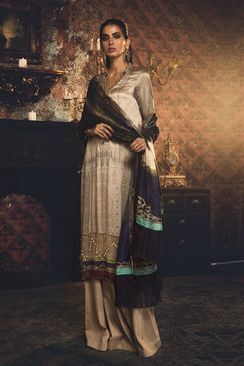 405 - Coffee (Maria B Unstitched Silk Collection)