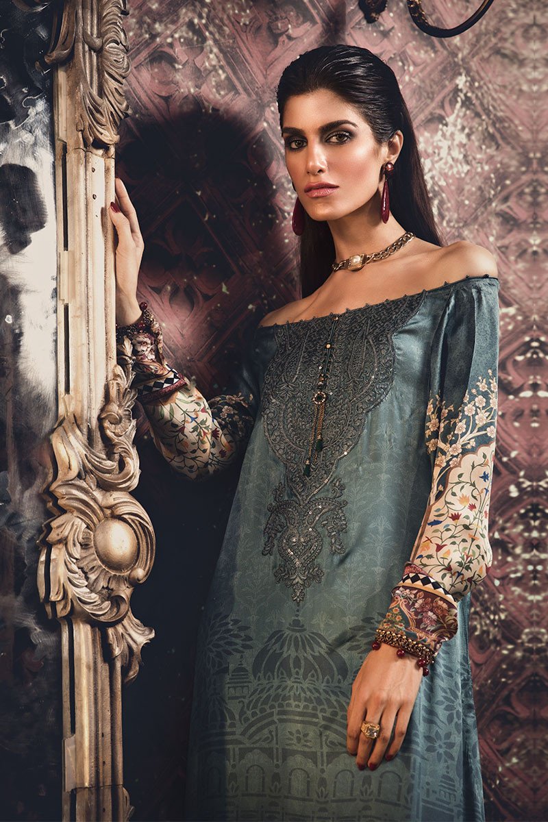 406 - Teal (Maria B Unstitched Silk Collection)