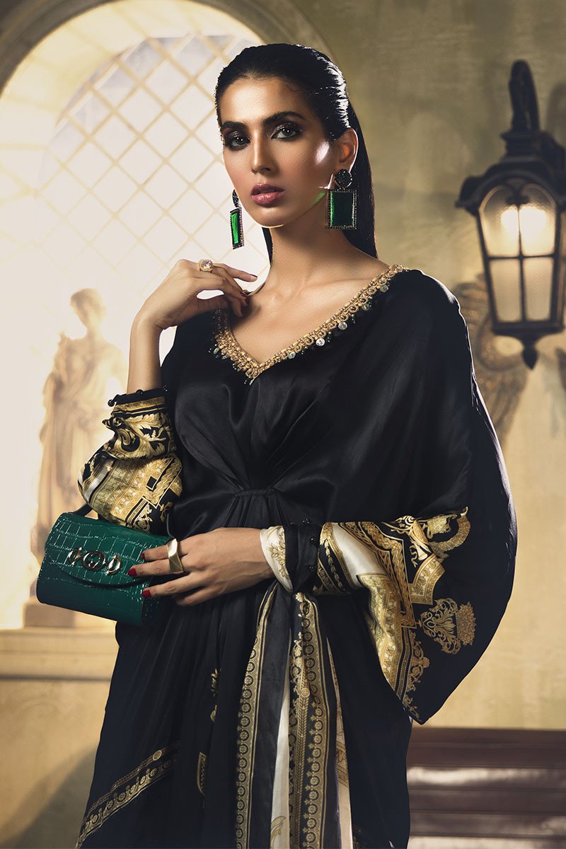 407 - Black (Maria B Unstitched Silk Collection)