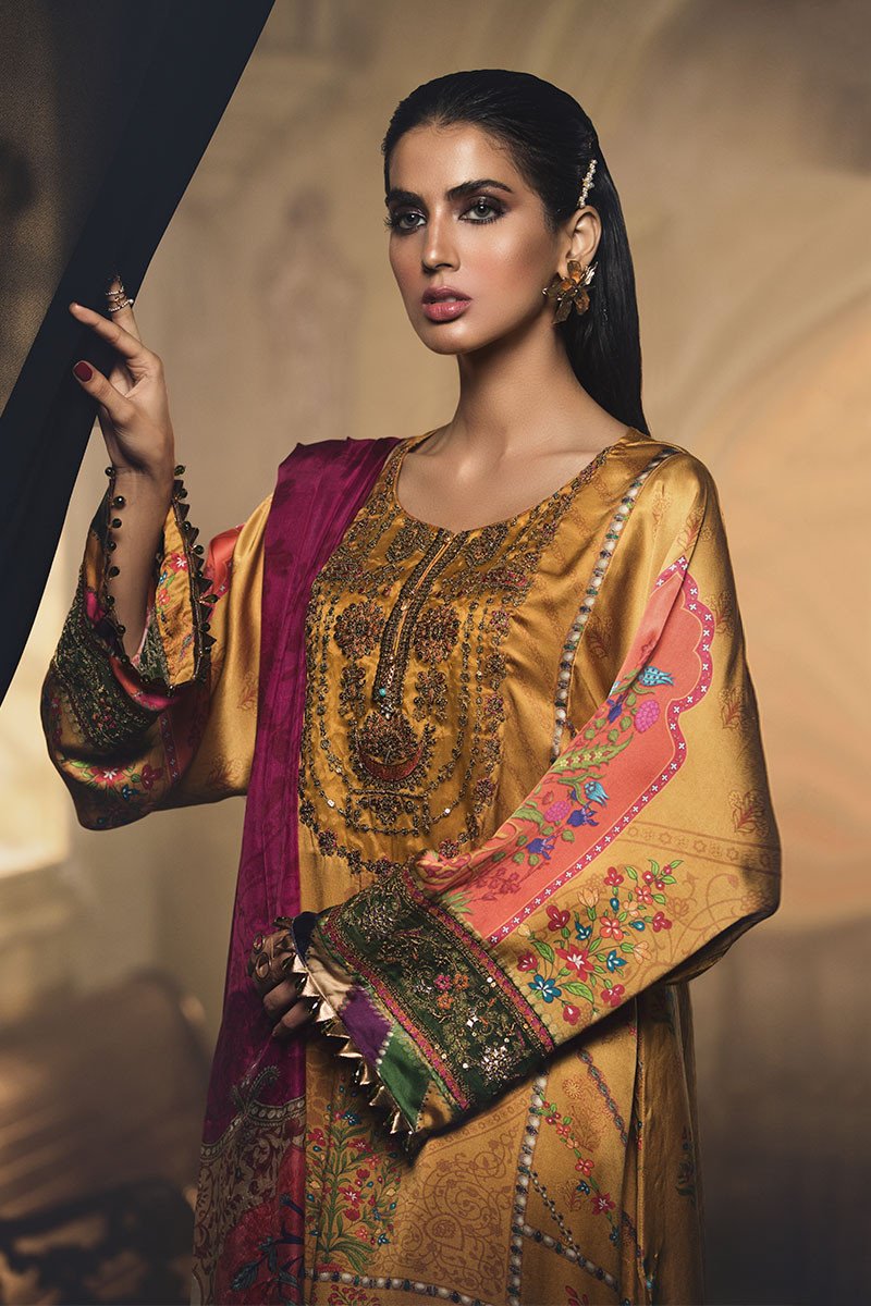 408 - Mustard (Maria B Unstitched Silk Collection)