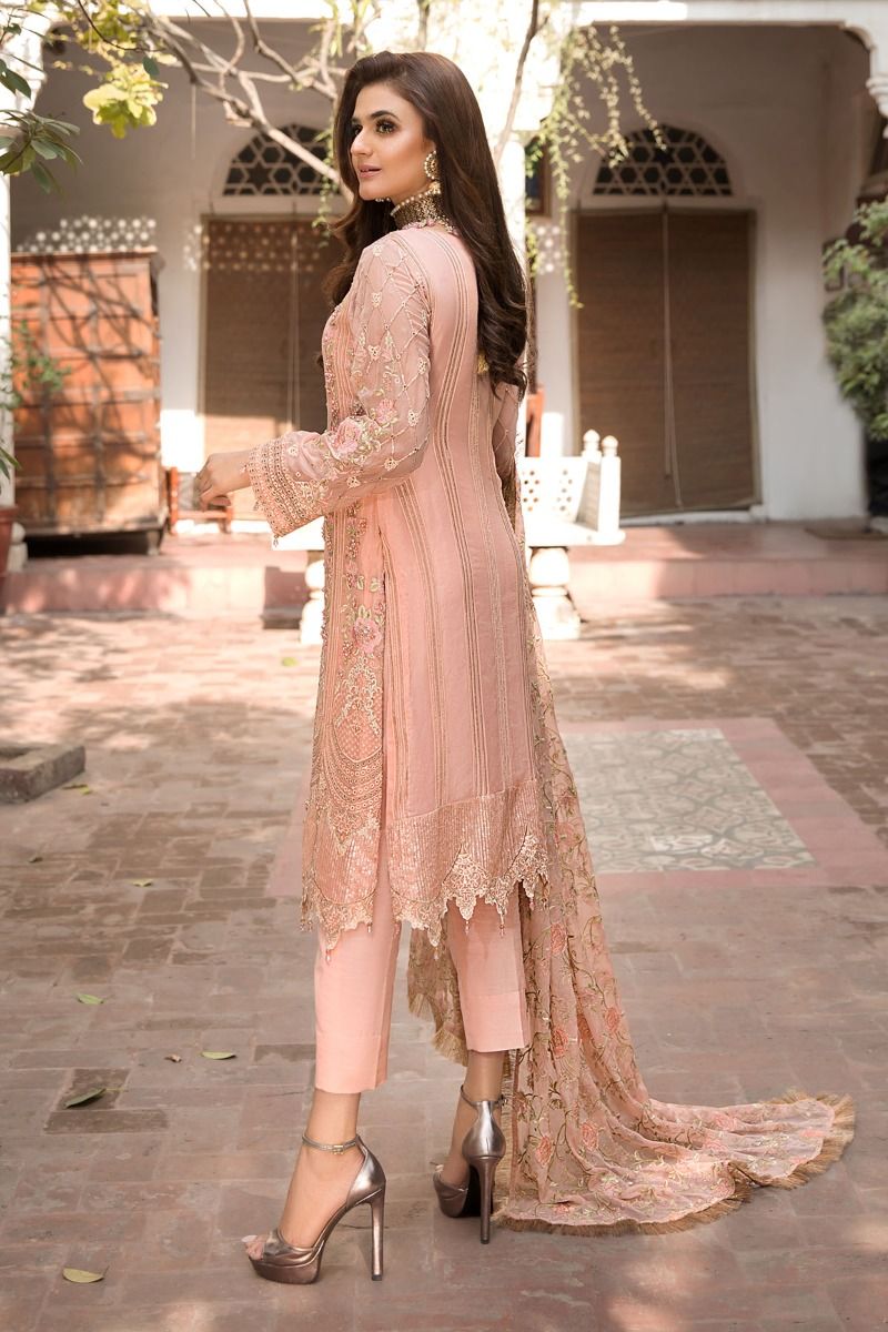 2347 Peach Floral | Motifz | Rang-e-Bahar | Luxury Embroidered Crinkle Chiffon'20