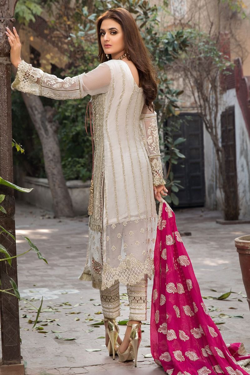 2350 Ivory Allure | Motifz | Rang-e-Bahar | Luxury Embroidered Crinkle Chiffon'20