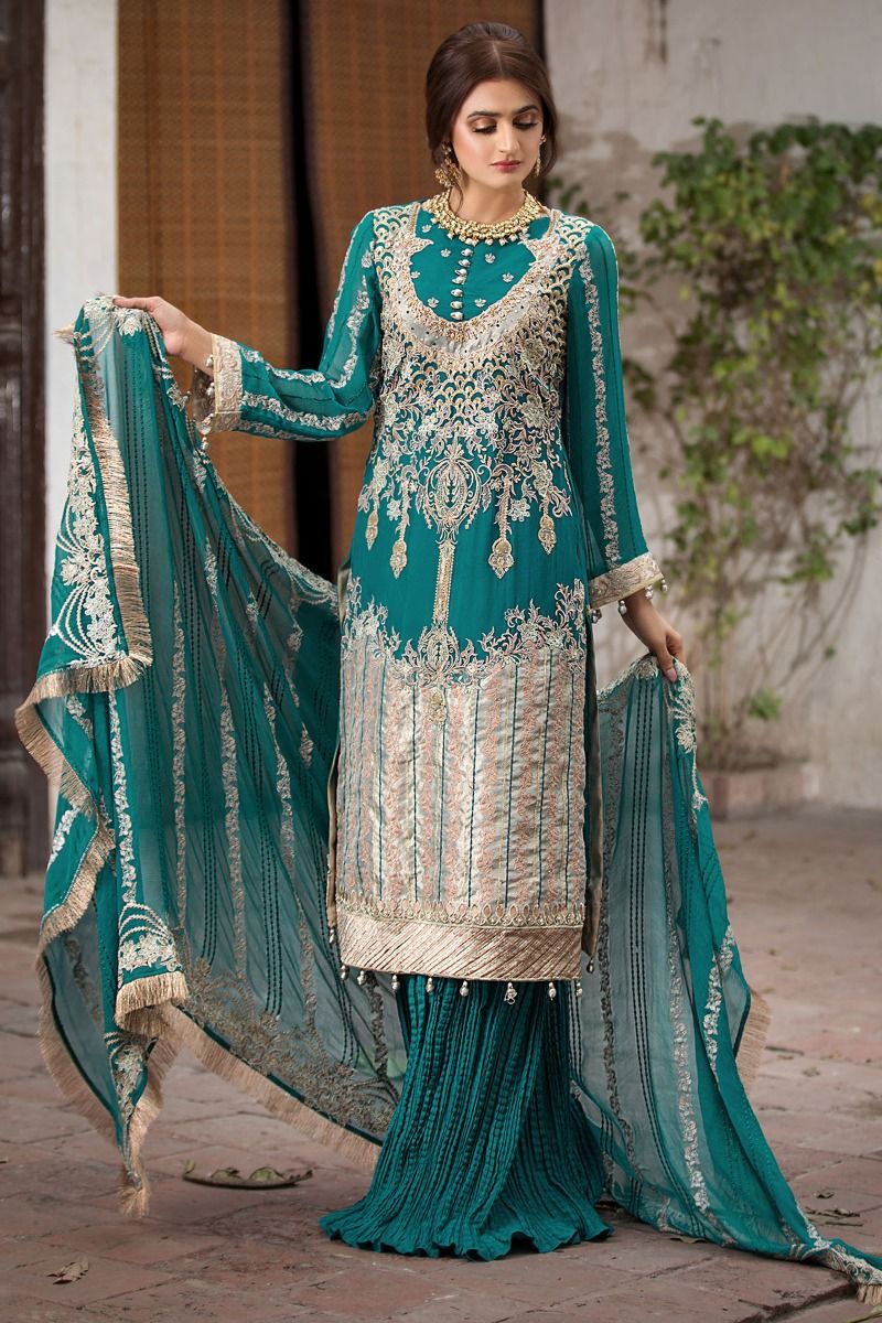 2355 Beryl Brocade | Motifz | Rang-e-Bahar | Luxury Embroidered Crinkle Chiffon'20