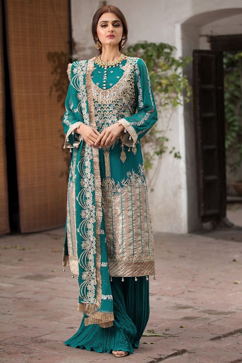 2355 Beryl Brocade | Motifz | Rang-e-Bahar | Luxury Embroidered Crinkle Chiffon'20