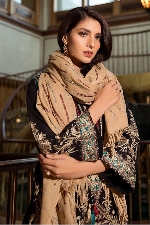 2371 Ebony Streaks (Motifz Premium Embroidered Khaddar)