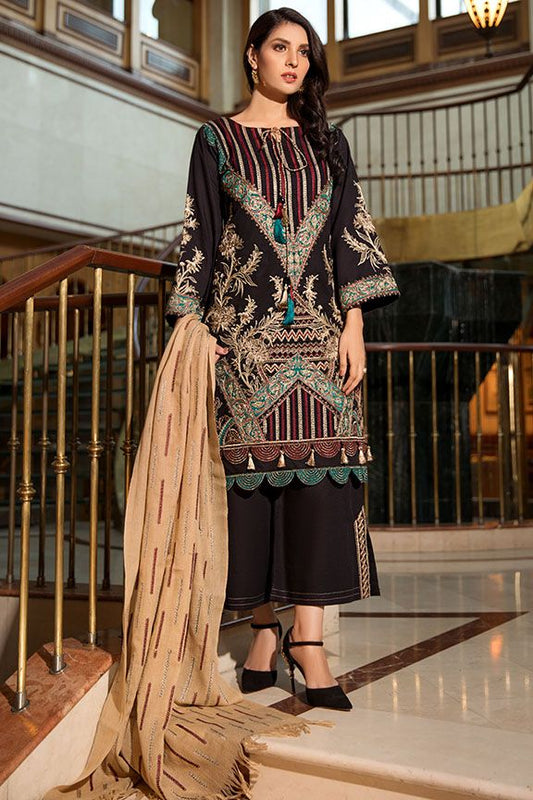 2371 Ebony Streaks (Motifz Premium Embroidered Khaddar)
