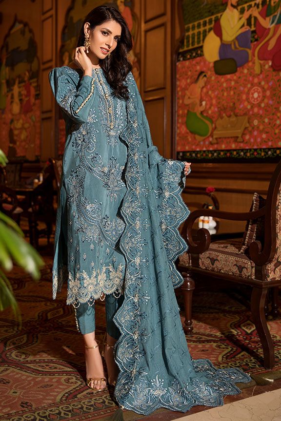 2372 Azure Vault (Motifz Premium Embroidered Karandi)