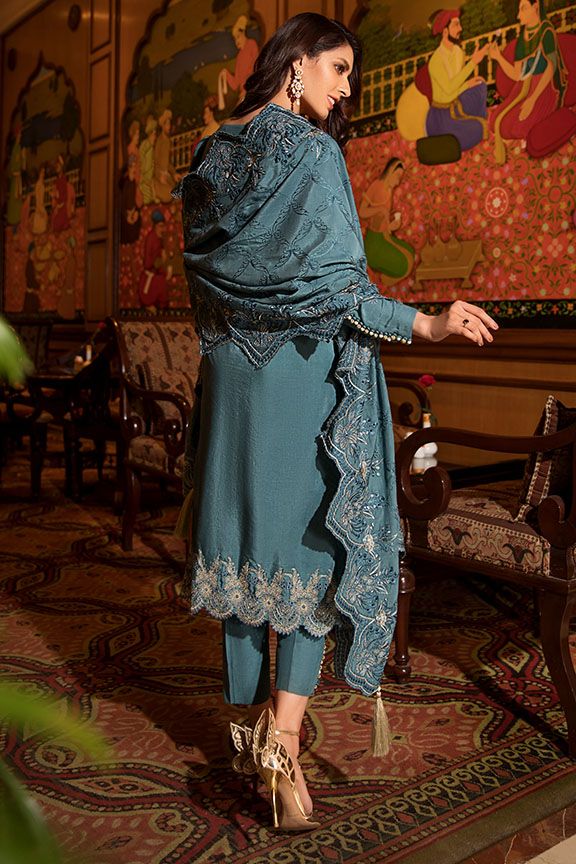 2372 Azure Vault (Motifz Premium Embroidered Karandi)