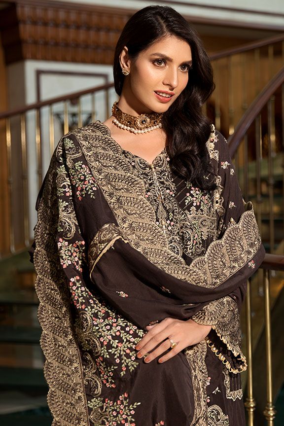2373 Regal Brown (Motifz Premium Embroidered Karandi)