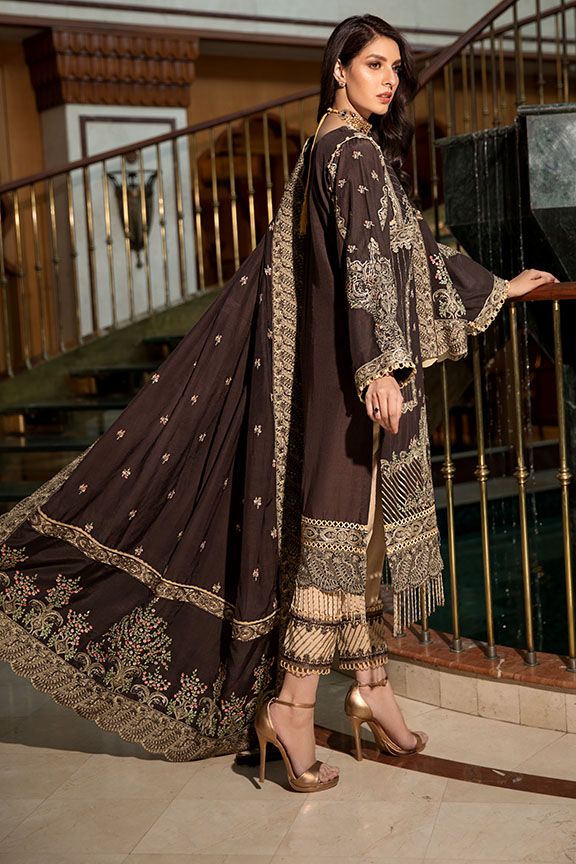 2373 Regal Brown (Motifz Premium Embroidered Karandi)