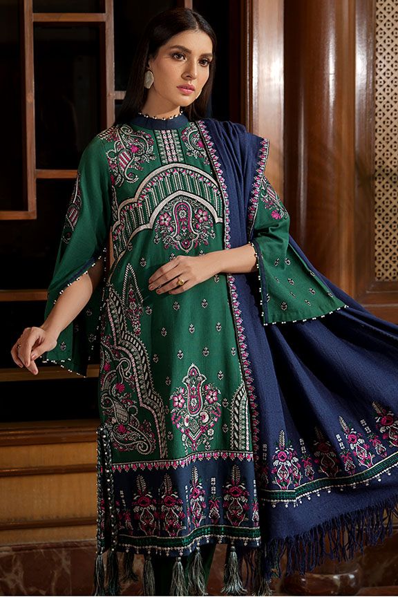 2376 Verdant Paisely (Motifz Premium Embroidered Khaddar)