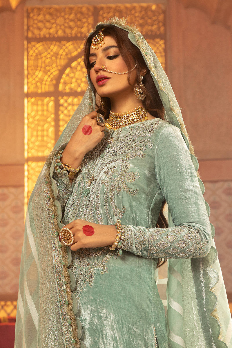 VEL-20-102- Sea Green | Maria B | Unstitched Velvet Collection 2021