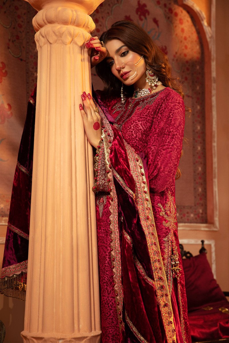 VEL-20-106-Fuchsia Pink | Maria B | Unstitched Velvet Collection 2021