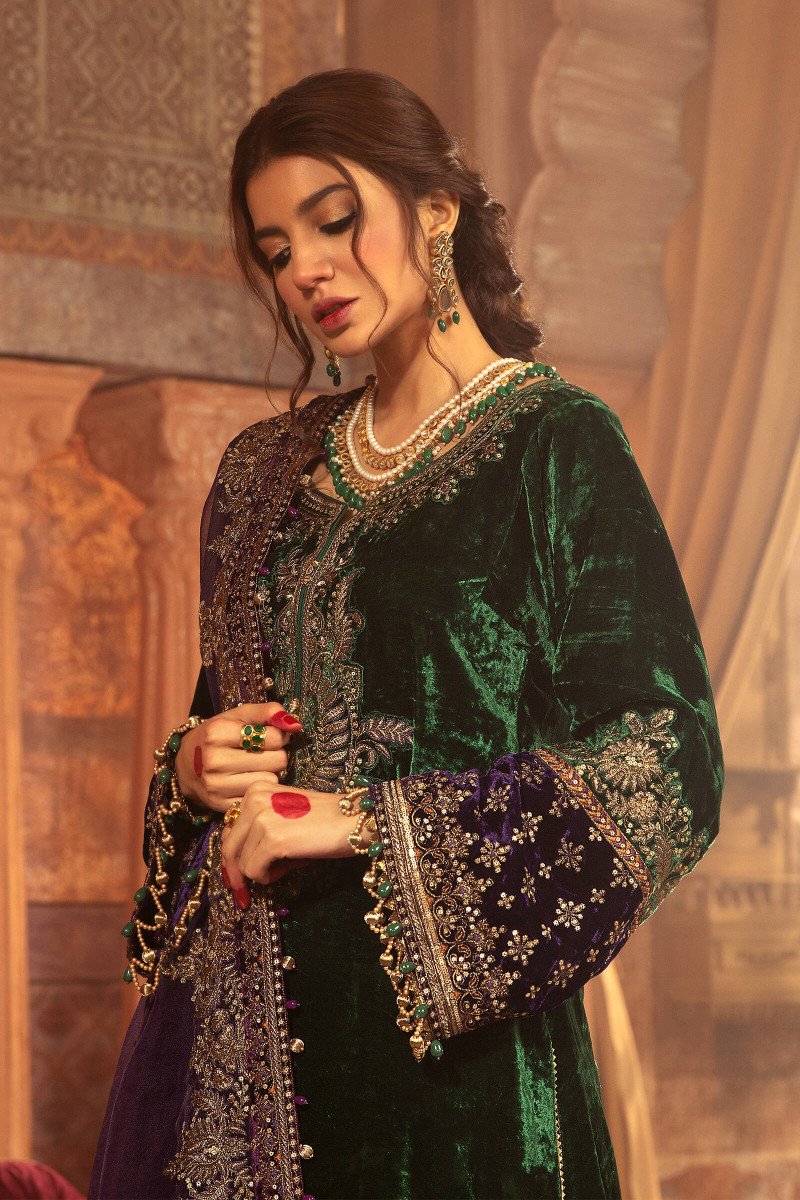 VEL-20-108-Emerald Green | Maria B | Unstitched Velvet Collection 2021